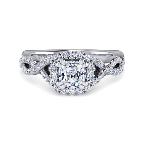Platinum Cushion Halo Diamond Engagement Ring