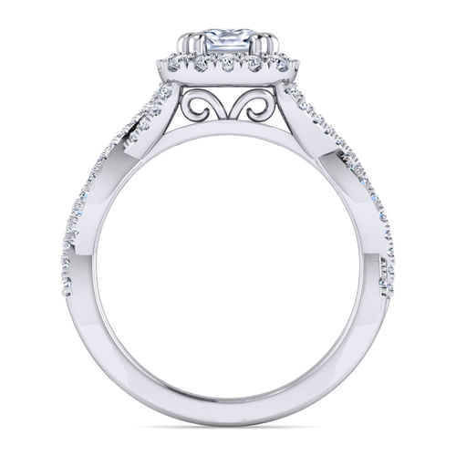 Platinum Cushion Halo Diamond Engagement Ring