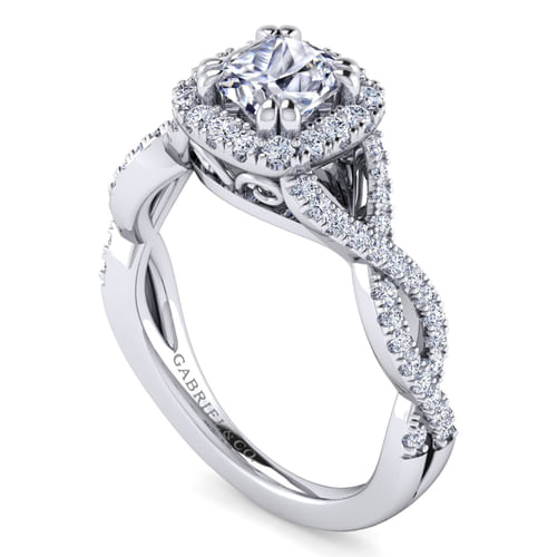 Platinum Cushion Halo Diamond Engagement Ring