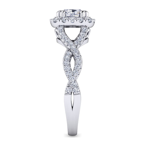 Platinum Cushion Halo Diamond Engagement Ring