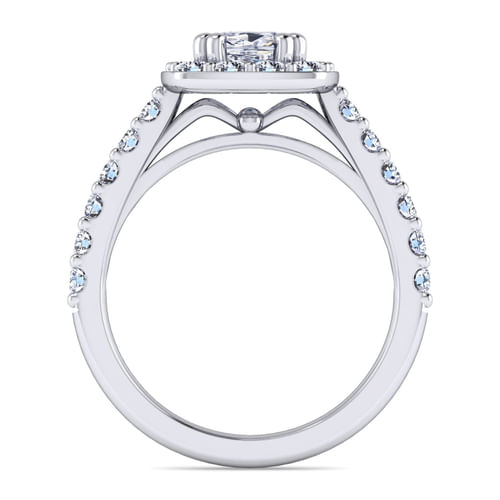 Platinum Cushion Halo Diamond Engagement Ring