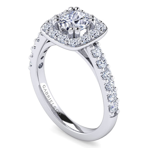 Platinum Cushion Halo Diamond Engagement Ring
