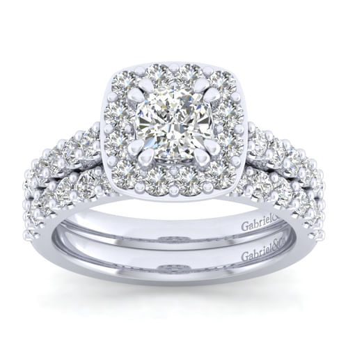 Platinum Cushion Halo Diamond Engagement Ring