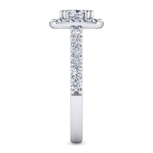 Platinum Cushion Halo Diamond Engagement Ring