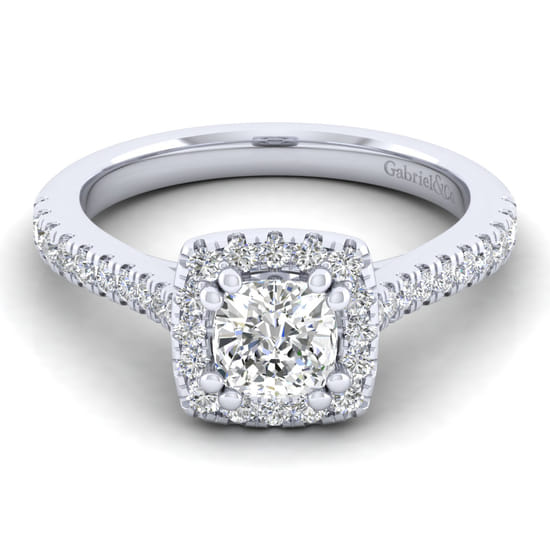 Gabriel - Platinum Cushion Halo Diamond Engagement Ring