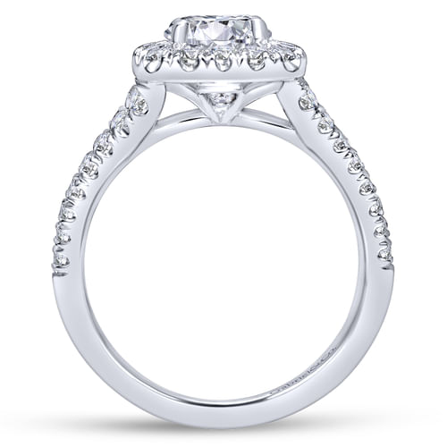 Platinum Cushion Halo Round Diamond Engagement Ring