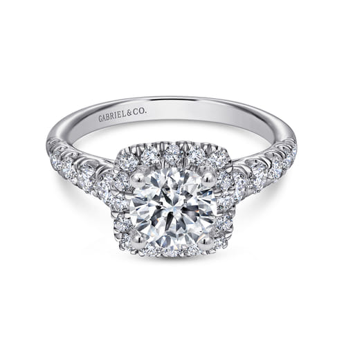 Platinum Cushion Halo Round Diamond Engagement Ring Platinum Cushion Halo Round Diamond Engagement Ring