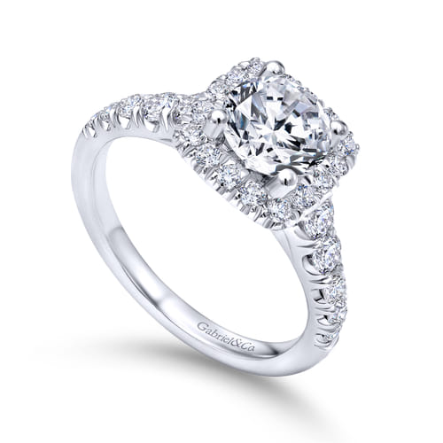 Platinum Cushion Halo Round Diamond Engagement Ring Platinum Cushion Halo Round Diamond Engagement Ring