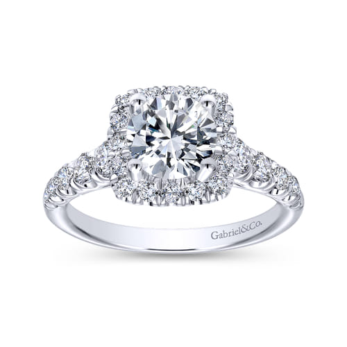 Platinum Cushion Halo Round Diamond Engagement Ring Platinum Cushion Halo Round Diamond Engagement Ring