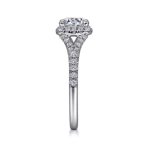 Platinum Cushion Halo Round Diamond Engagement Ring