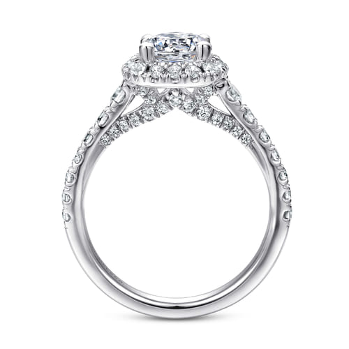 Platinum Cushion Halo Round Diamond Engagement Ring