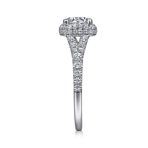 Platinum Cushion Halo Round Diamond Engagement Ring