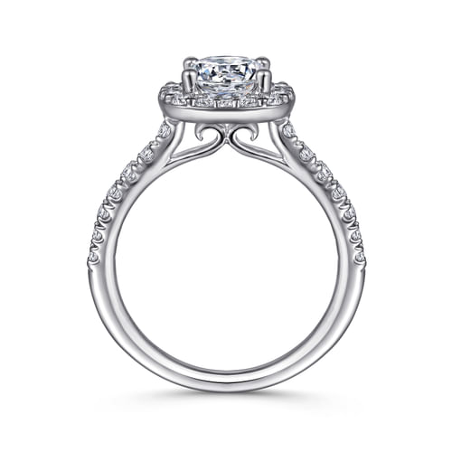 Platinum Cushion Halo Round Diamond Engagement Ring