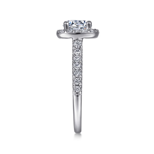 Platinum Cushion Halo Round Diamond Engagement Ring