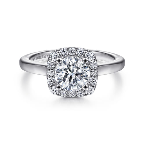 Platinum Cushion Halo Round Diamond Engagement Ring Platinum Cushion Halo Round Diamond Engagement Ring
