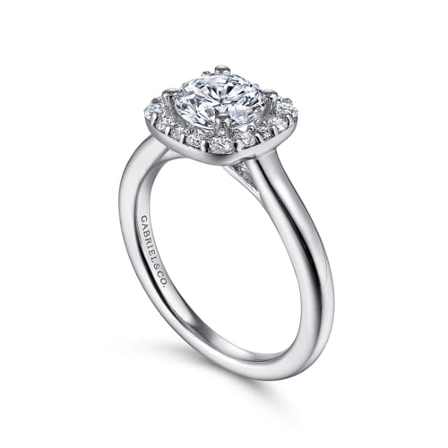 Platinum Cushion Halo Round Diamond Engagement Ring Platinum Cushion Halo Round Diamond Engagement Ring
