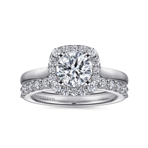 Platinum Cushion Halo Round Diamond Engagement Ring Platinum Cushion Halo Round Diamond Engagement Ring