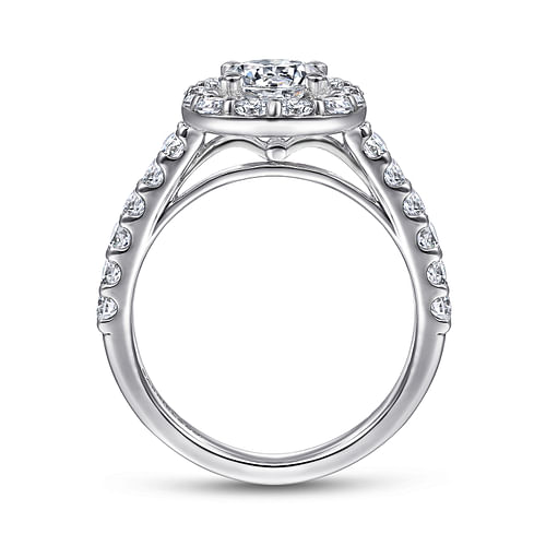 Platinum Cushion Halo Round Diamond Engagement Ring