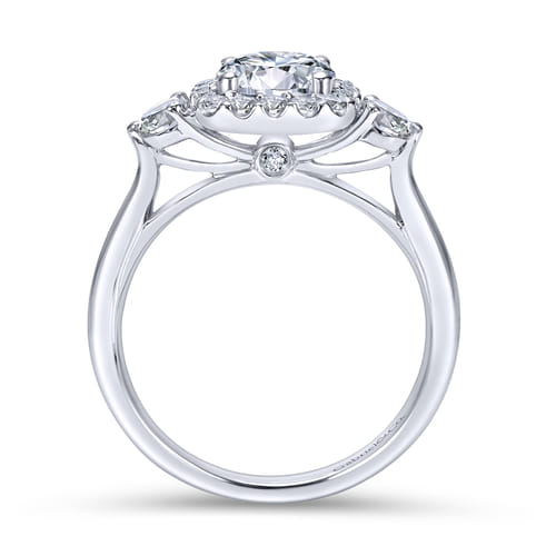 Platinum Cushion Halo Round Diamond Engagement Ring