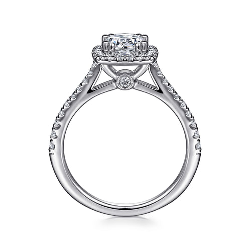 Platinum Cushion Halo Round Diamond Engagement Ring