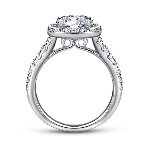 Platinum Cushion Halo Round Diamond Engagement Ring