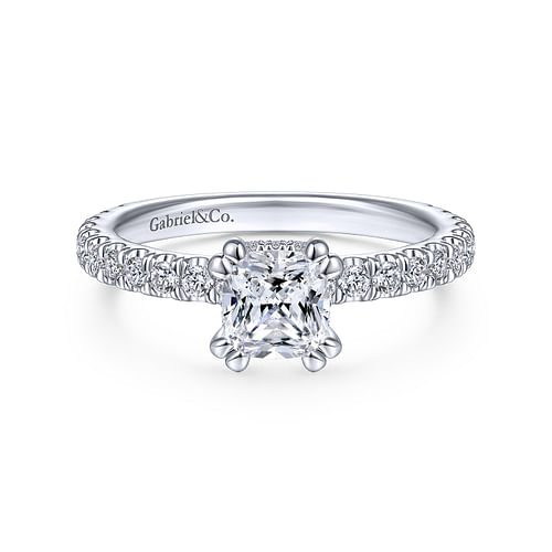 Platinum Cushion Hidden Halo Diamond Engagement Ring