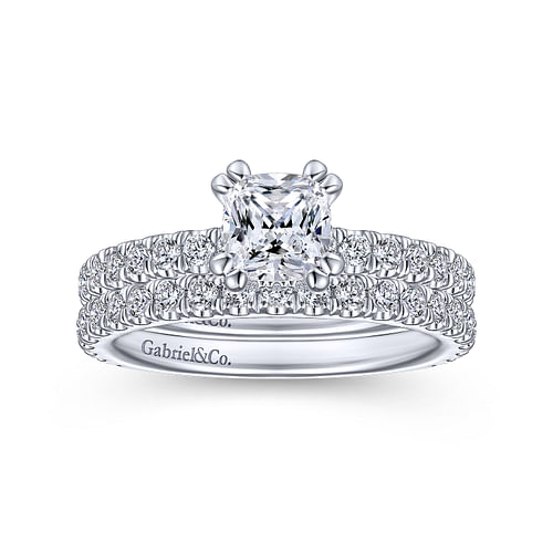 Platinum Cushion Hidden Halo Diamond Engagement Ring