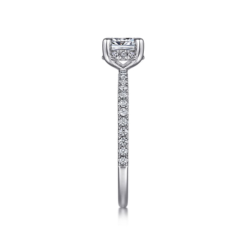 Platinum Cushion Hidden Halo Diamond Engagement Ring