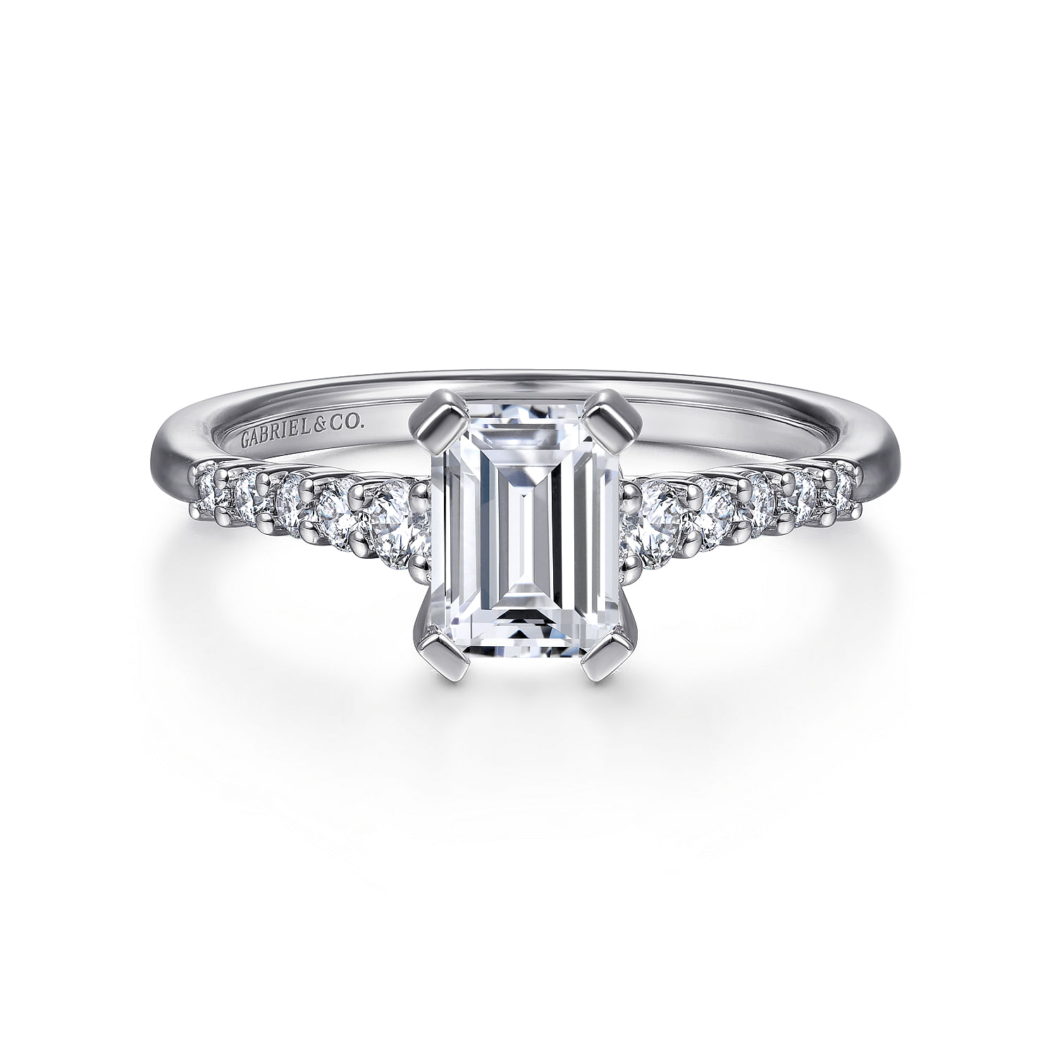 Gabriel - Platinum Emerald Cut Diamond Engagement Ring