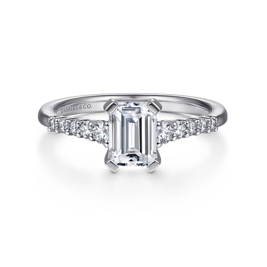 Gabriel - Platinum Emerald Cut Diamond Engagement Ring