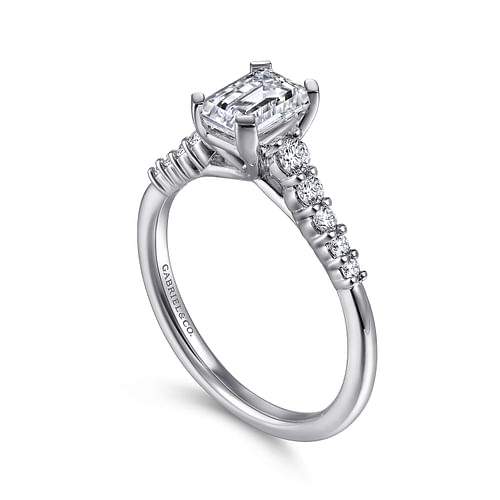 Platinum Emerald Cut Diamond Engagement Ring