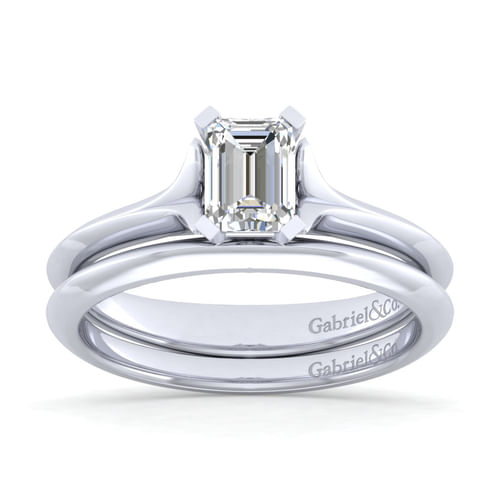 Platinum Emerald Cut Diamond Engagement Ring
