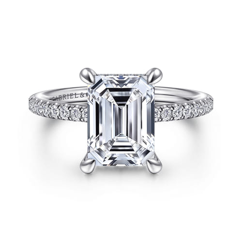 Platinum Emerald Cut Diamond Engagement Ring