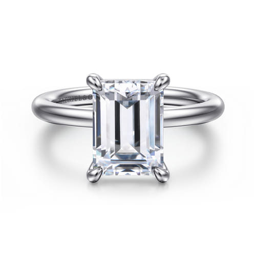 Platinum Emerald Cut Solitaire Engagement Ring