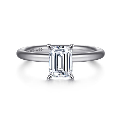 Platinum Emerald Cut Solitaire Engagement Ring
