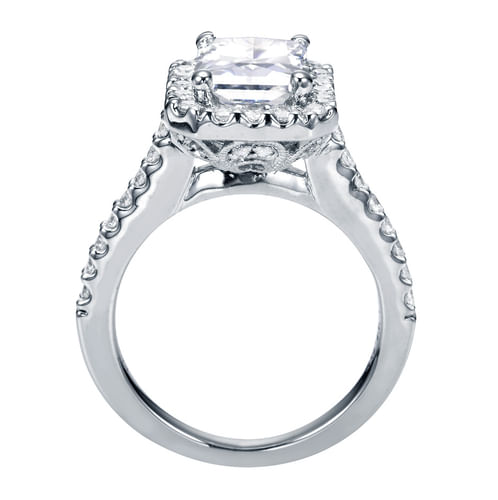 Platinum Emerald Halo Diamond Engagement Ring