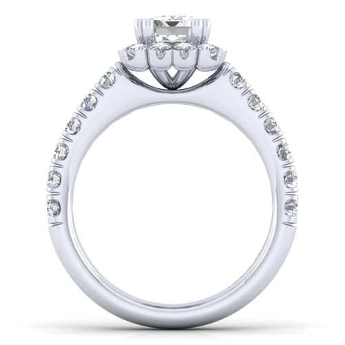 Platinum Emerald Halo Diamond Engagement Ring