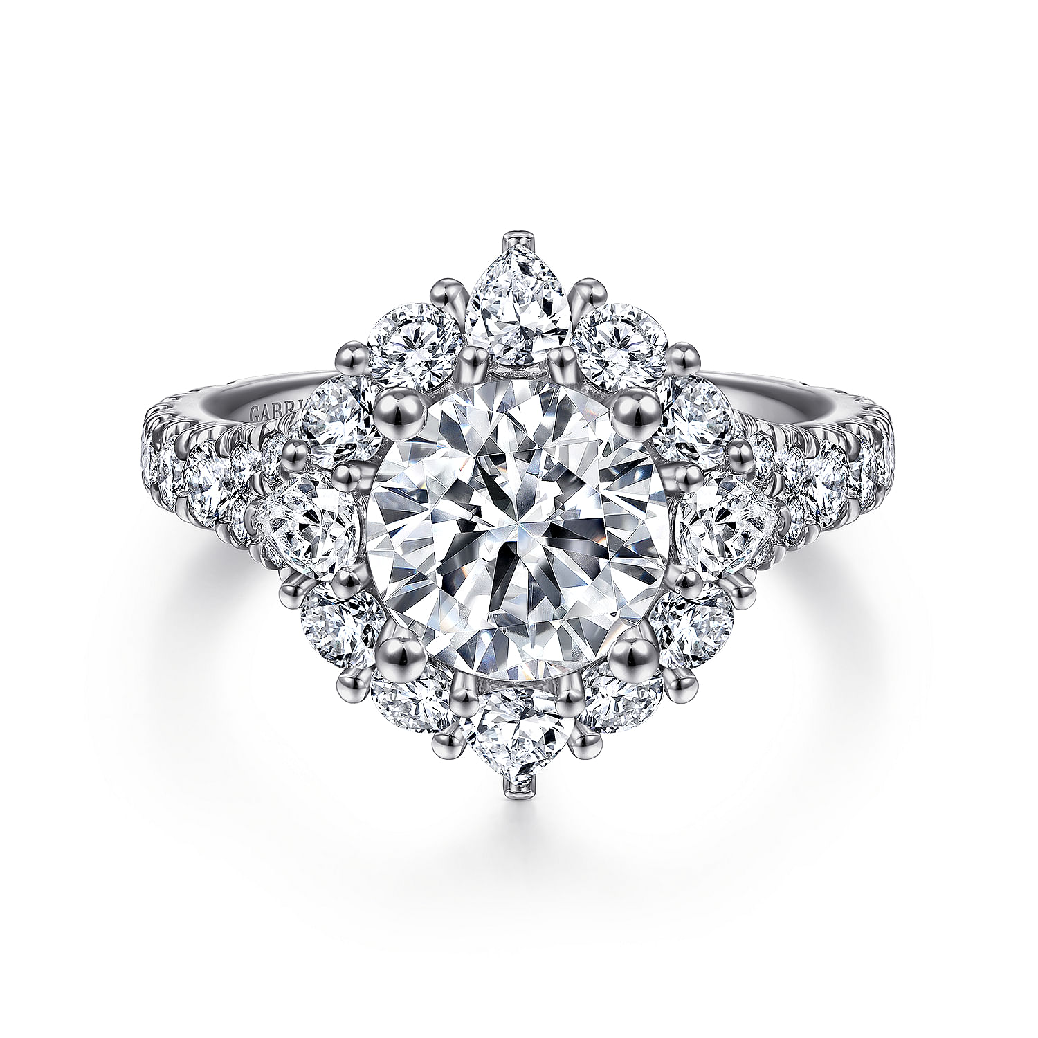Gabriel - Platinum Fancy Halo Round Diamond Engagement Ring