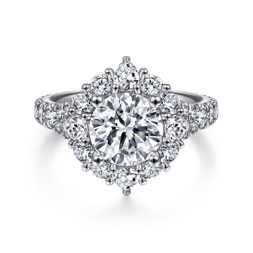 Platinum Fancy Halo Round Diamond Engagement Ring