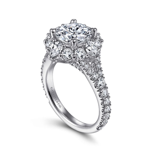 Platinum Fancy Halo Round Diamond Engagement Ring