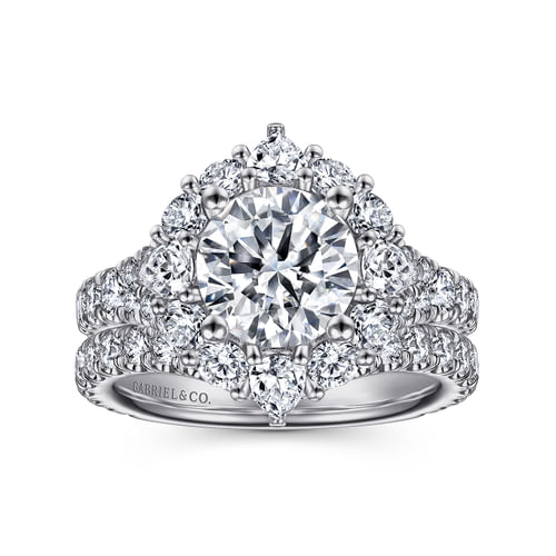 Platinum Fancy Halo Round Diamond Engagement Ring