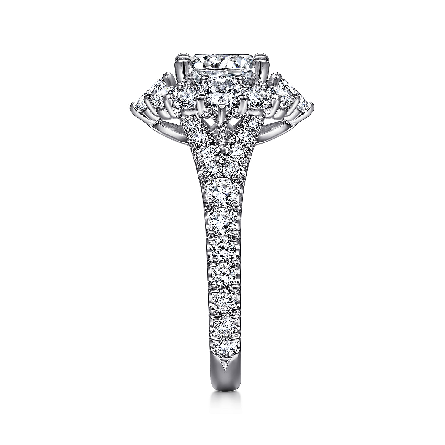 Platinum Fancy Halo Round Diamond Engagement Ring