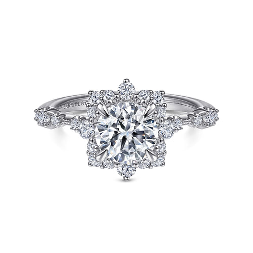 Platinum Fancy Halo Round Diamond Engagement Ring