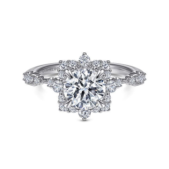 Gabriel - Platinum Fancy Halo Round Diamond Engagement Ring