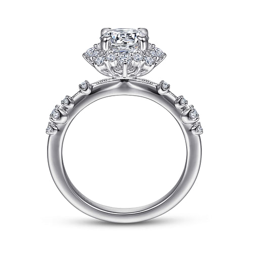 Platinum Fancy Halo Round Diamond Engagement Ring