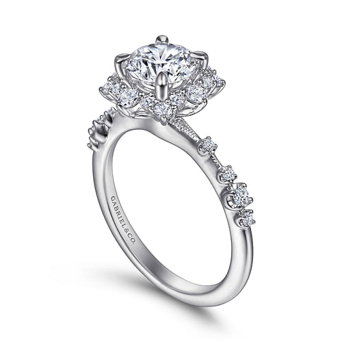 Platinum Fancy Halo Round Diamond Engagement Ring