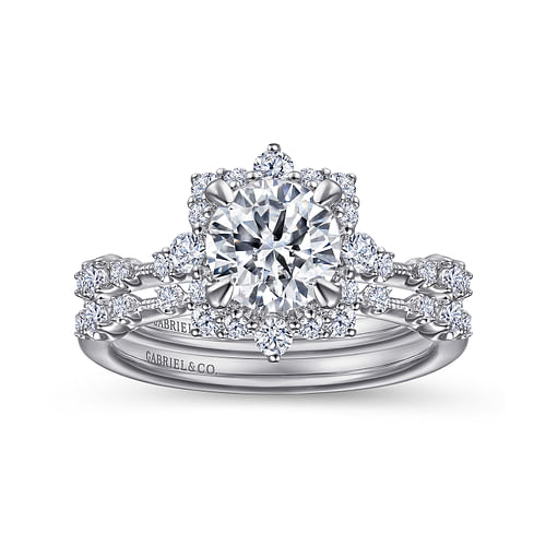 Platinum Fancy Halo Round Diamond Engagement Ring