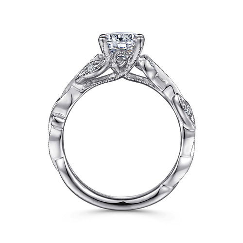 Platinum Floral Round Diamond Engagement Ring