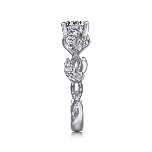 Platinum Floral Round Diamond Engagement Ring