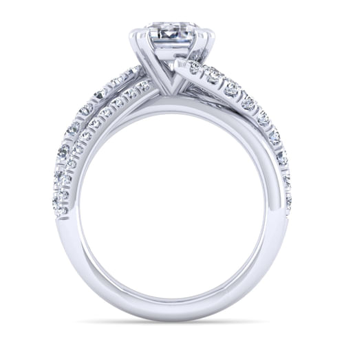 Platinum Free Form Emerald Cut Diamond Engagement Ring